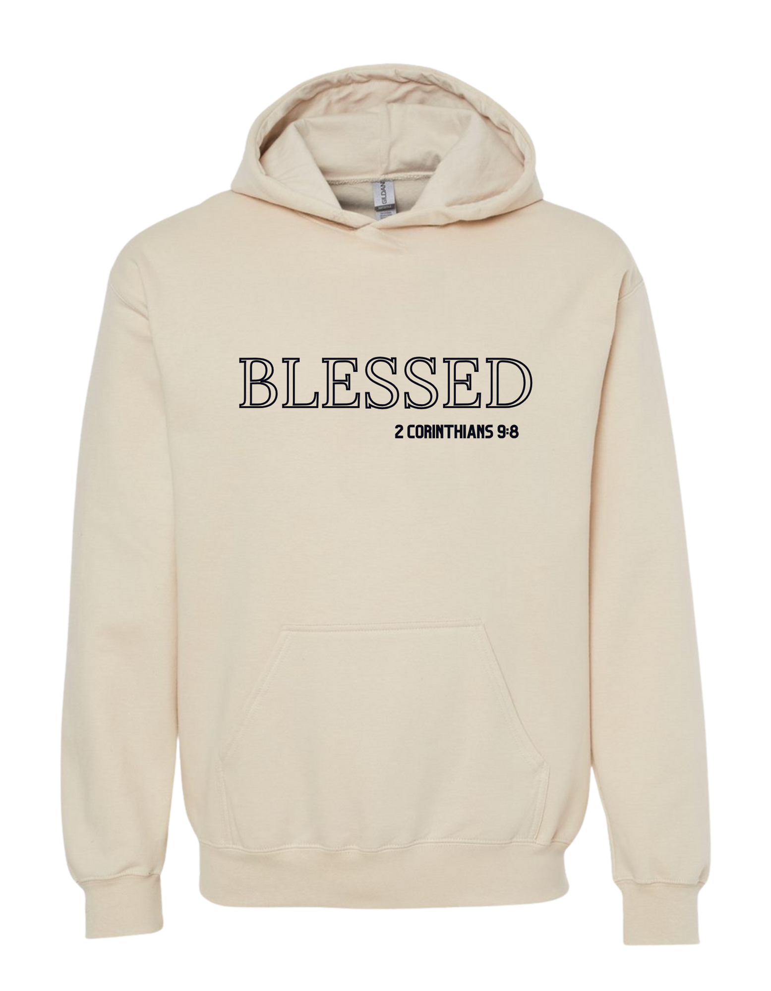 Blessed sand hoodie with black letters