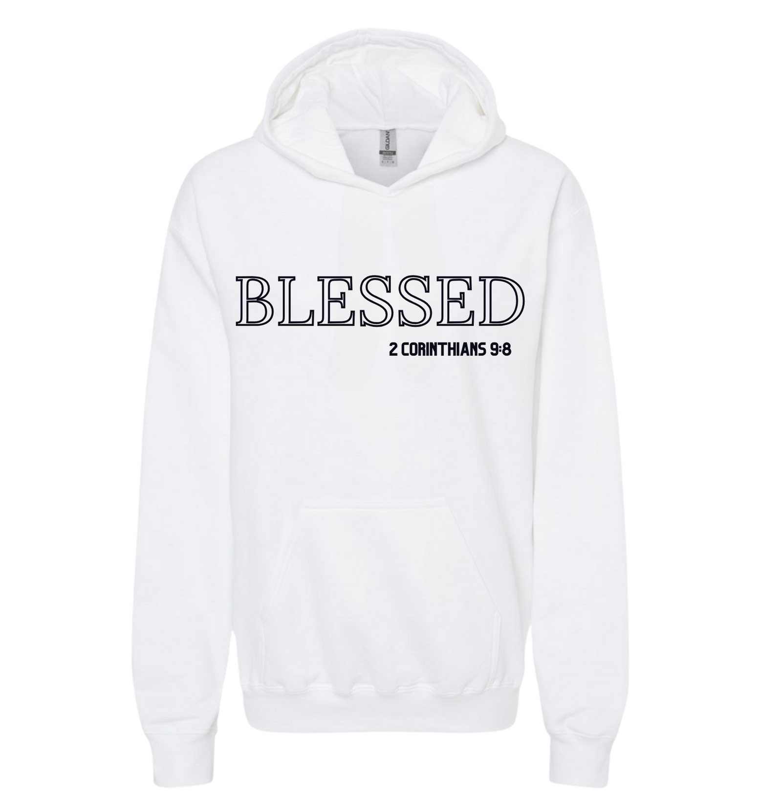Blessed white hoodie with black letters